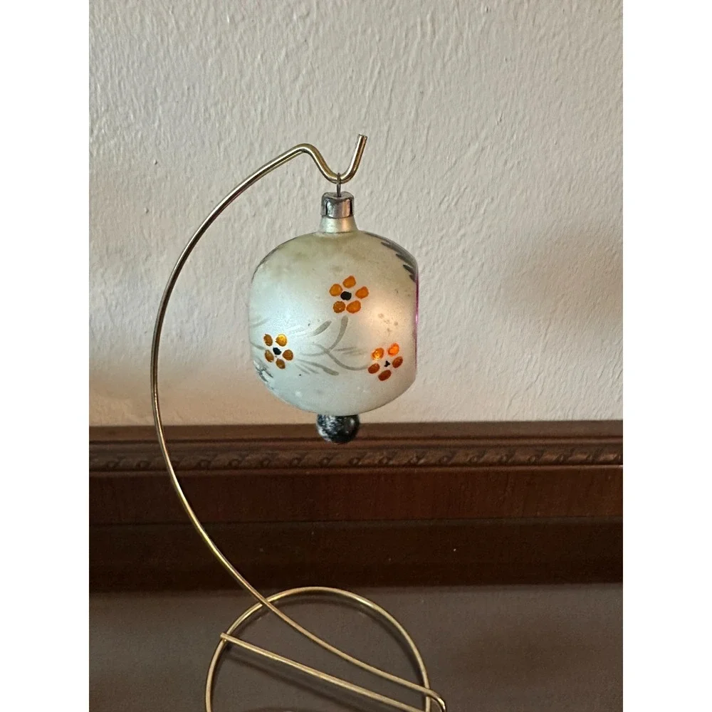 German‎ Blown Mercury Glass Blue Double Indents Drop Ball Xmas Ornament 3.5